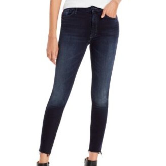 MOTHER Denim - Mother Dark Wash High Waisted Looker‎ Ankle Fray Jeans